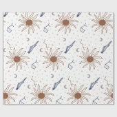 Papier Cadeau Étoile céleste, soleil et lune (Plat)