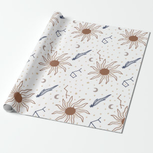Papier Cadeau Étoile céleste, soleil et lune