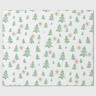Papier Cadeau Étoile d'arbre de pin hivernal moderne