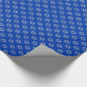 Papier Cadeau Étoile d'argent de David sur fond bleu (Coin)