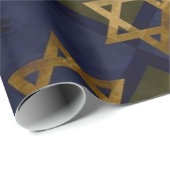 Papier Cadeau Étoile de David Bleu (Coin rond)