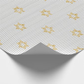Papier Cadeau Étoile de David classique argentée rayée dorée jui (Coin)