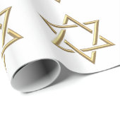 Papier Cadeau Étoile de David d'or (Coin rond)