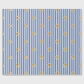 Papier Cadeau Étoile de David dorée juive bleu foncé rayée (Plat)