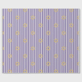 Papier Cadeau Étoile de David dorée juive indigo rayée (Plat)