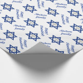 Papier Cadeau Étoile de David et chanukia fête de Hanoukka bleu (Coin)