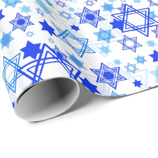 Papier Cadeau Étoile de David Hanoukka (Coin rond)