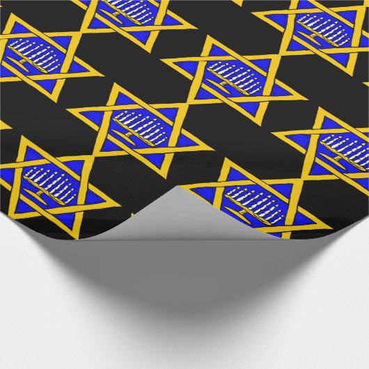 Papier Cadeau Étoile de David & Menorah (Coin)