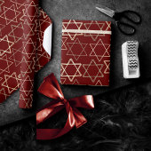 Papier Cadeau Étoile de David Motif | Moderne de l'or en rouge