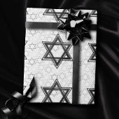 Papier Cadeau Étoile de David Motif | Moderne en noir sur blanc