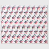 Papier Cadeau Étoile de drapeau et ballons en blanc (Plat)