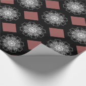 Papier Cadeau Étoile de fleurs de kaléidoscope noir et blanc (Coin)