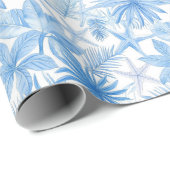 Papier Cadeau Étoile de mer bleue tropicale (Coin rond)