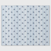 Papier Cadeau Étoile de mer côtière & rayure Méditerranée Navy (Plat)