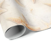 Papier Cadeau Étoile de mer Crème Sable Ivoire Mariage Plage (Coin rond)