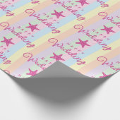 Papier Cadeau Étoile de mer rose mariage heureux plage rayée col (Coin)