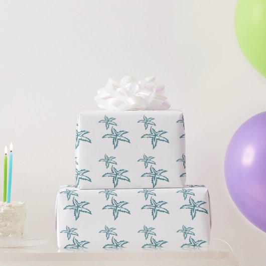 Papier Cadeau Étoile de mer sarcelle (Cadeaux de fête)