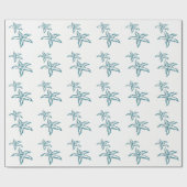 Papier Cadeau Étoile de mer sarcelle (Plat)