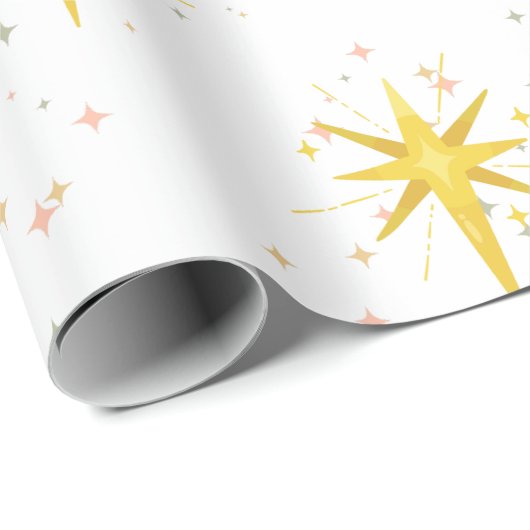 Papier Cadeau Étoile de Noël (Coin rond)