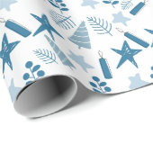 Papier Cadeau Étoile De Noël Et Arbres (Coin rond)