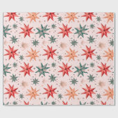 Papier Cadeau Étoile de Noël Ornements Rouge Bleu moderne Noël (Plat)