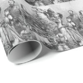 Papier Cadeau Étoile de Noël victorienne (Coin rond)