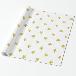 Papier Cadeau Étoile dorée brillante Design blanc