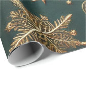 Papier Cadeau étoile dorée de Noël (Coin rond)