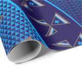 Papier Cadeau Étoile du matin (bleu) (Coin rond)