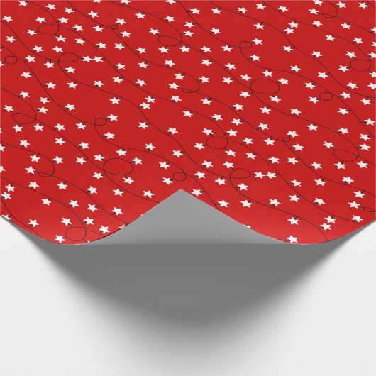 Papier Cadeau Étoile en forme de Noël Lumières Motif Noël rouge  (Coin)