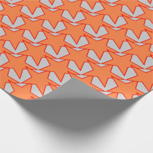Papier Cadeau Étoile moderne géométrique - orange et gris de