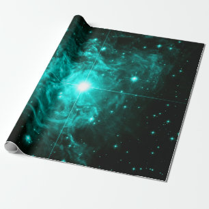 Papier Cadeau Étoile turquoise sarcelle