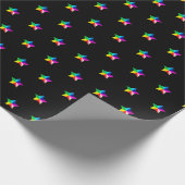 Papier Cadeau étoiles arc-en-ciel en noir (Coin)