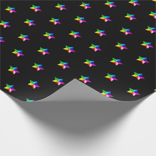 Papier Cadeau étoiles arc-en-ciel en noir (Coin)
