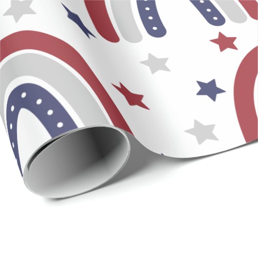 Papier Cadeau Étoiles arc-en-ciel patriotiques et papier envelop (Coin rond)