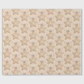Papier Cadeau Étoiles Arcs Crème Noël (Plat)