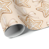 Papier Cadeau Étoiles Arcs Crème Noël (Coin rond)