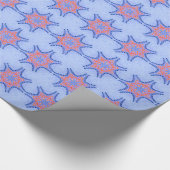 PAPIER CADEAU ÉTOILES AVEC FLEURS BLEU ROUGE (Coin)