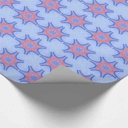 PAPIER CADEAU ÉTOILES AVEC FLEURS BLEUES ROUGES (Coin)