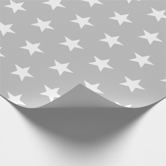 Papier Cadeau Étoiles blanches sur gris doux (Coin)