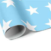 Papier Cadeau Étoiles blanches sur le bleu (Coin rond)