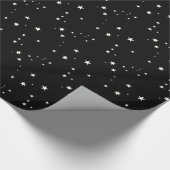 Papier Cadeau Étoiles blanches sur papier d'emballage noir (Coin)