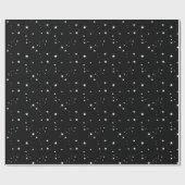 Papier Cadeau Étoiles blanches sur papier d'emballage noir (Plat)