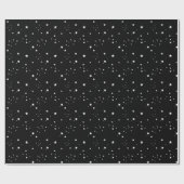 Papier Cadeau Étoiles blanches sur papier d'emballage noir (Plat)