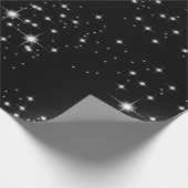 Papier Cadeau Étoiles blanches sur papier d'emballage noir (Coin)