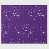 Papier Cadeau Étoiles blanches sur papier d'enveloppement pourpr (Plat)