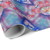 PAPIER CADEAU ÉTOILES BLEU ROUGE ABSTRAITES AVEC PIERRES DE GEM  (Coin rond)