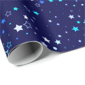 Papier Cadeau Étoiles bleues 2 (Coin rond)