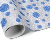 Papier Cadeau Étoiles bleues brillantes sur papier argenté abstr (Coin rond)