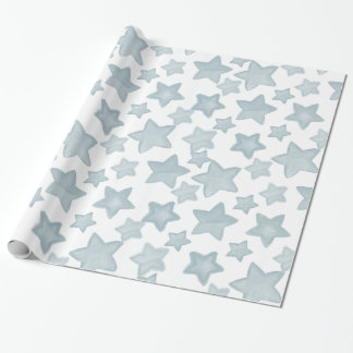 Papier Cadeau Étoiles bleues d'aquarelle